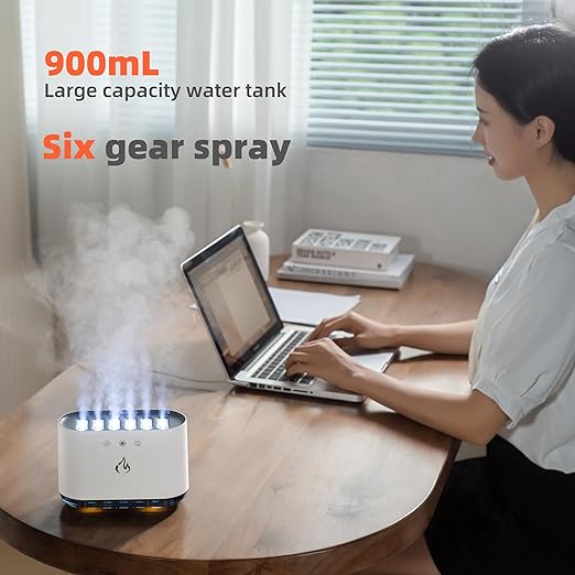 Ideal for the living room, the Silent 900ml Mini Portable Humidifier offers USB Type C and 7 Lighting Effects.